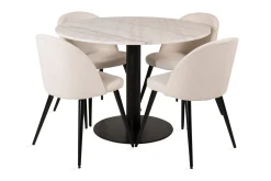 Admira Matbord 106 cm Runt Marmor med 4 st Valera Matstol