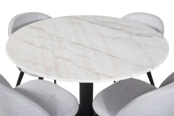 Admira Matgrupp 106 cm Runt Marmor inkl 4 Sedavi Stolar