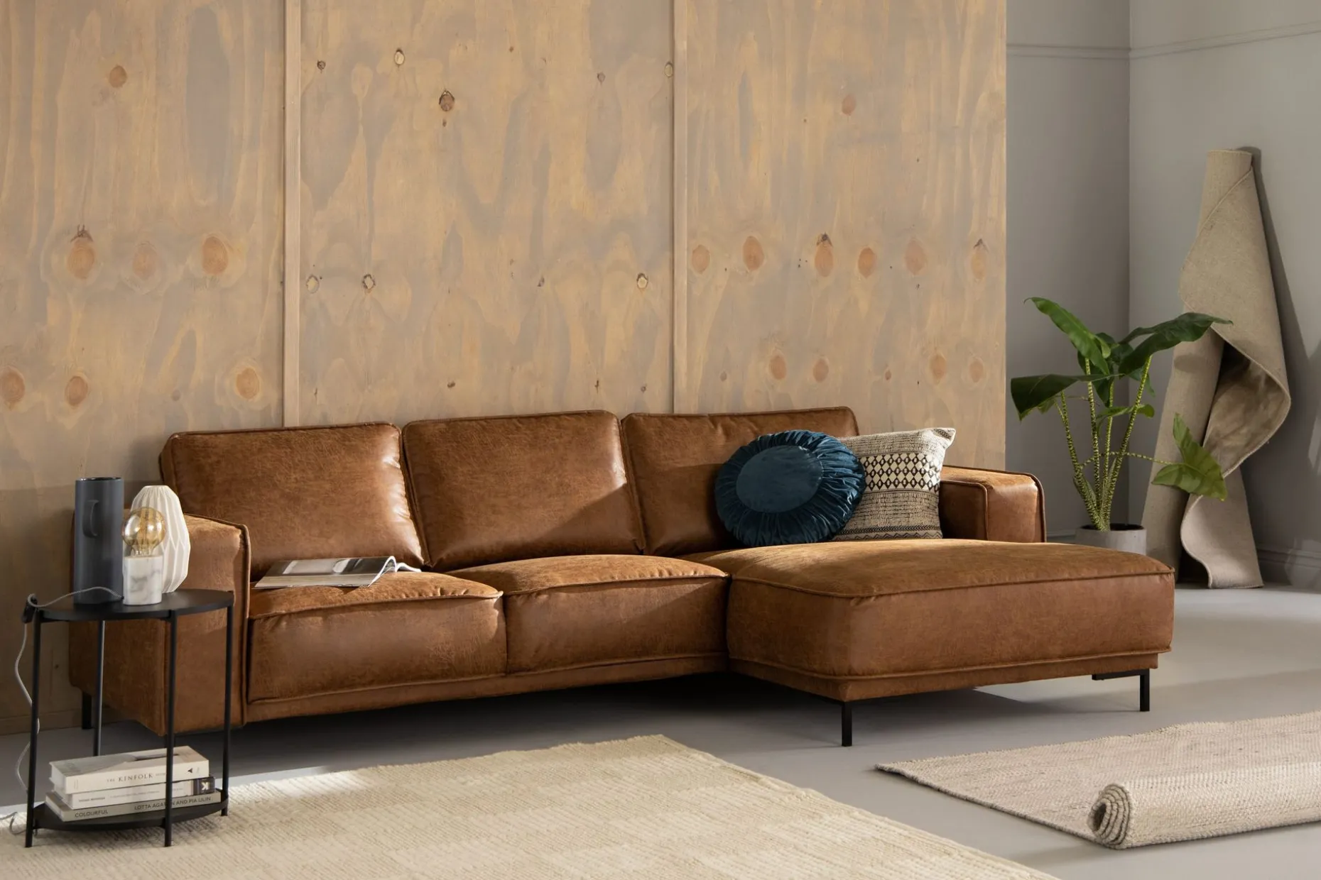 Akron 2-sits Soffa med Divan Höger Bondedläder