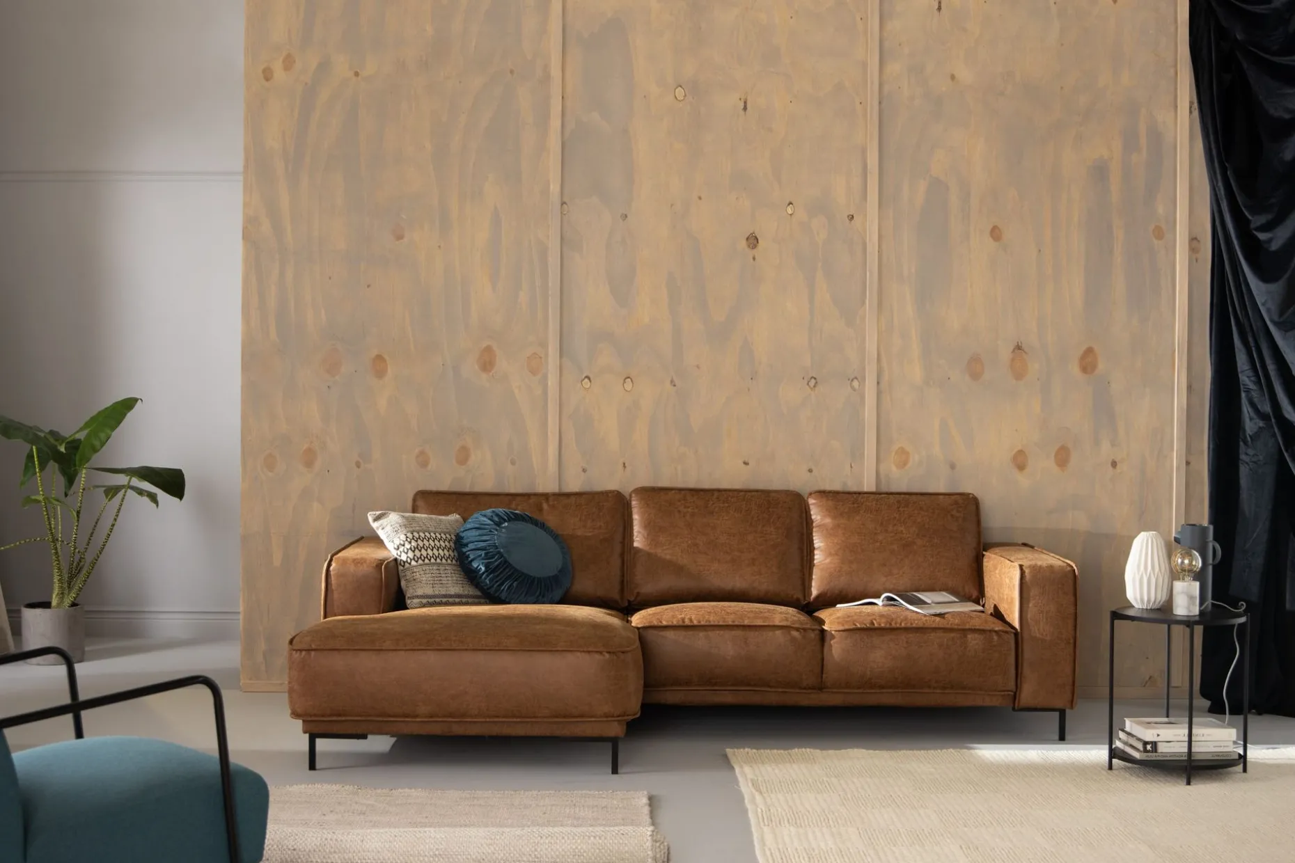 Akron 2-sits Soffa med Divan Vänster Bondedläder