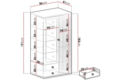 Aldbrough Vitrinskåp 40,6 djup 86,4 cm bred 191 cm hög Trä Glas