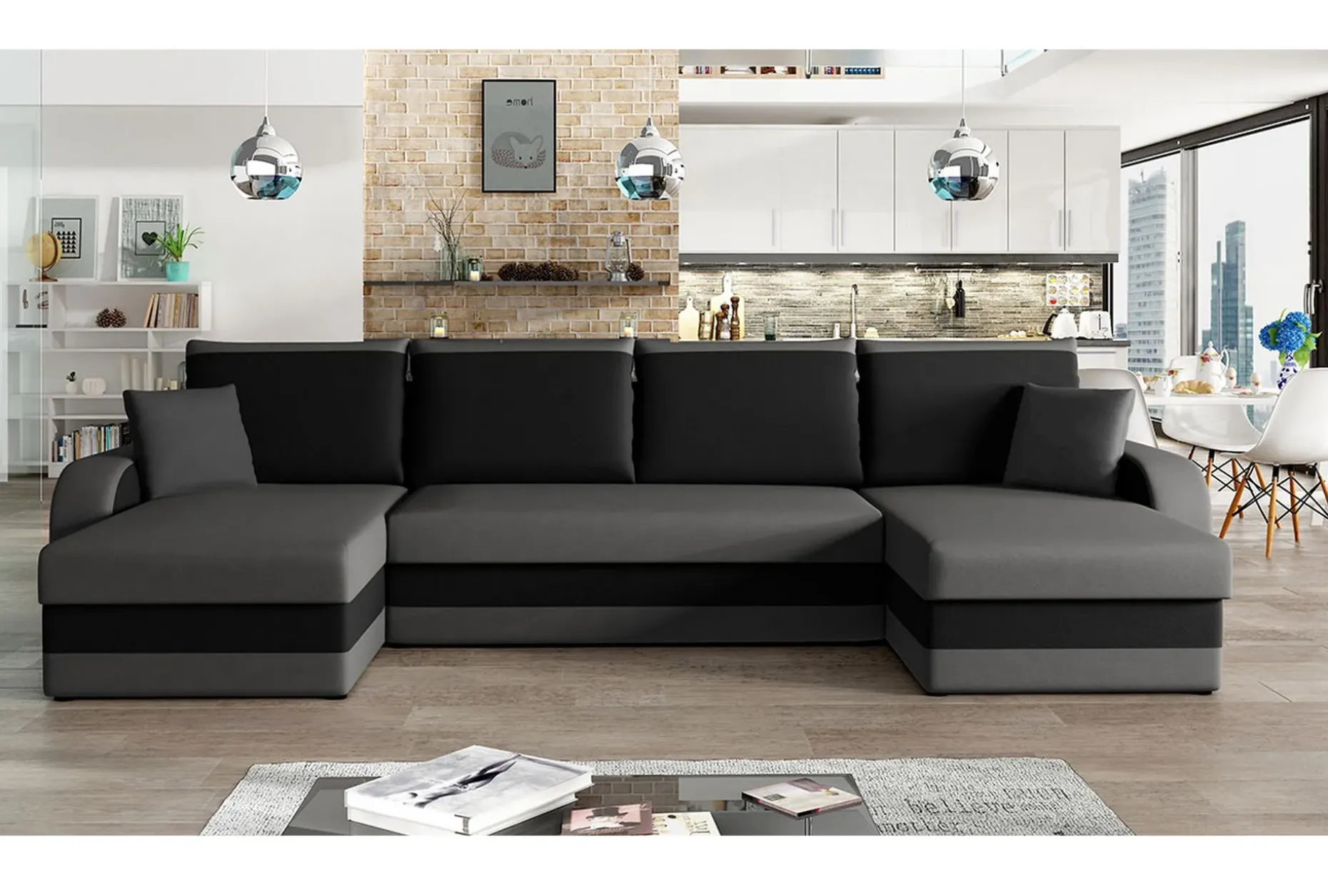 Alvared 4-sits Bäddsoffa med Dubbeldivan med Förvaring
