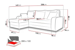 Alvared 3-sits Hörnbäddsoffa Universal