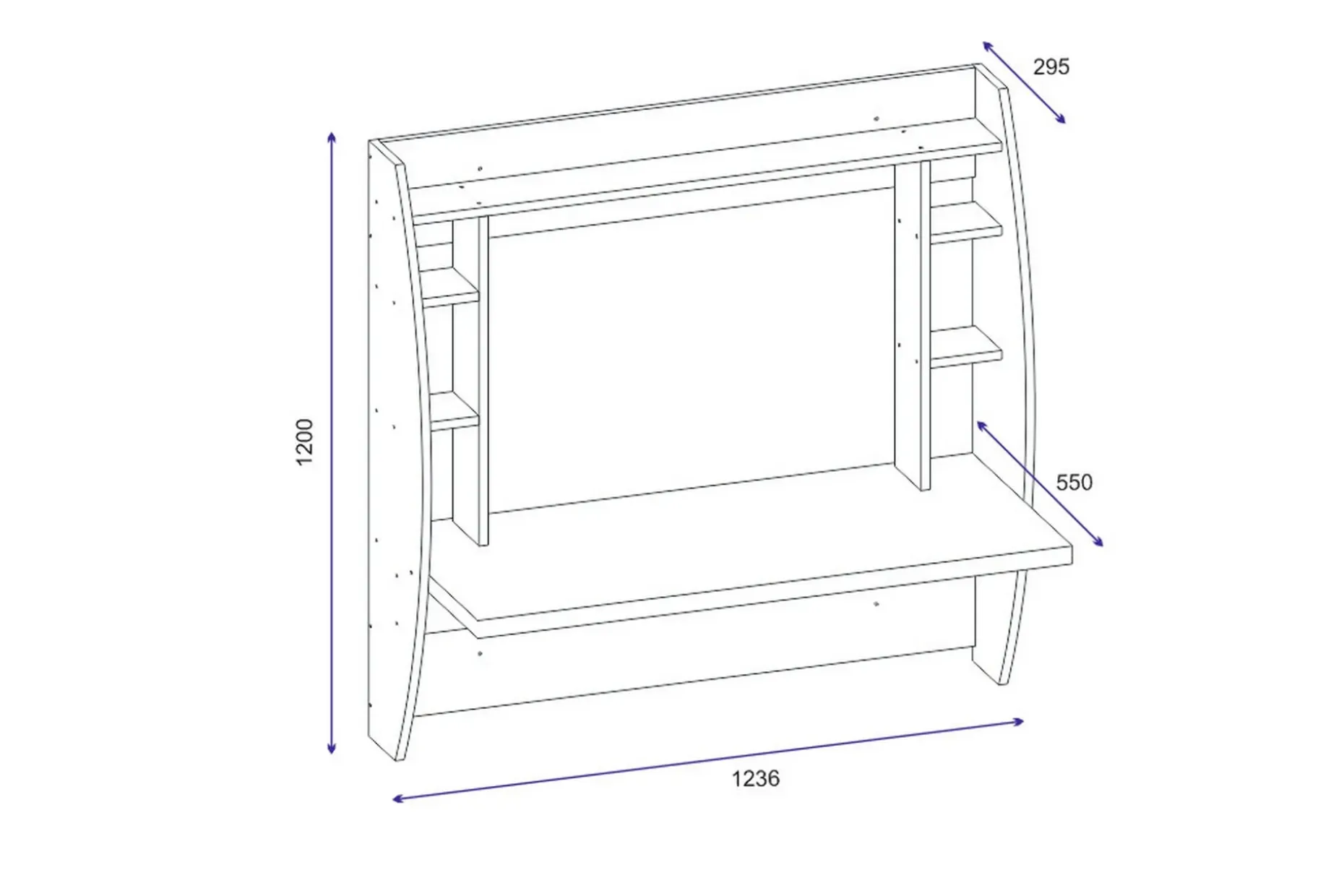 Ambalaj Väggskrivbord 120 cm med Förvaring Hyllor