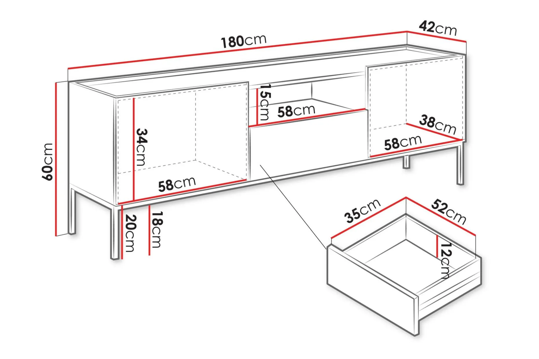 Amelus Tv-bänk 180 cm