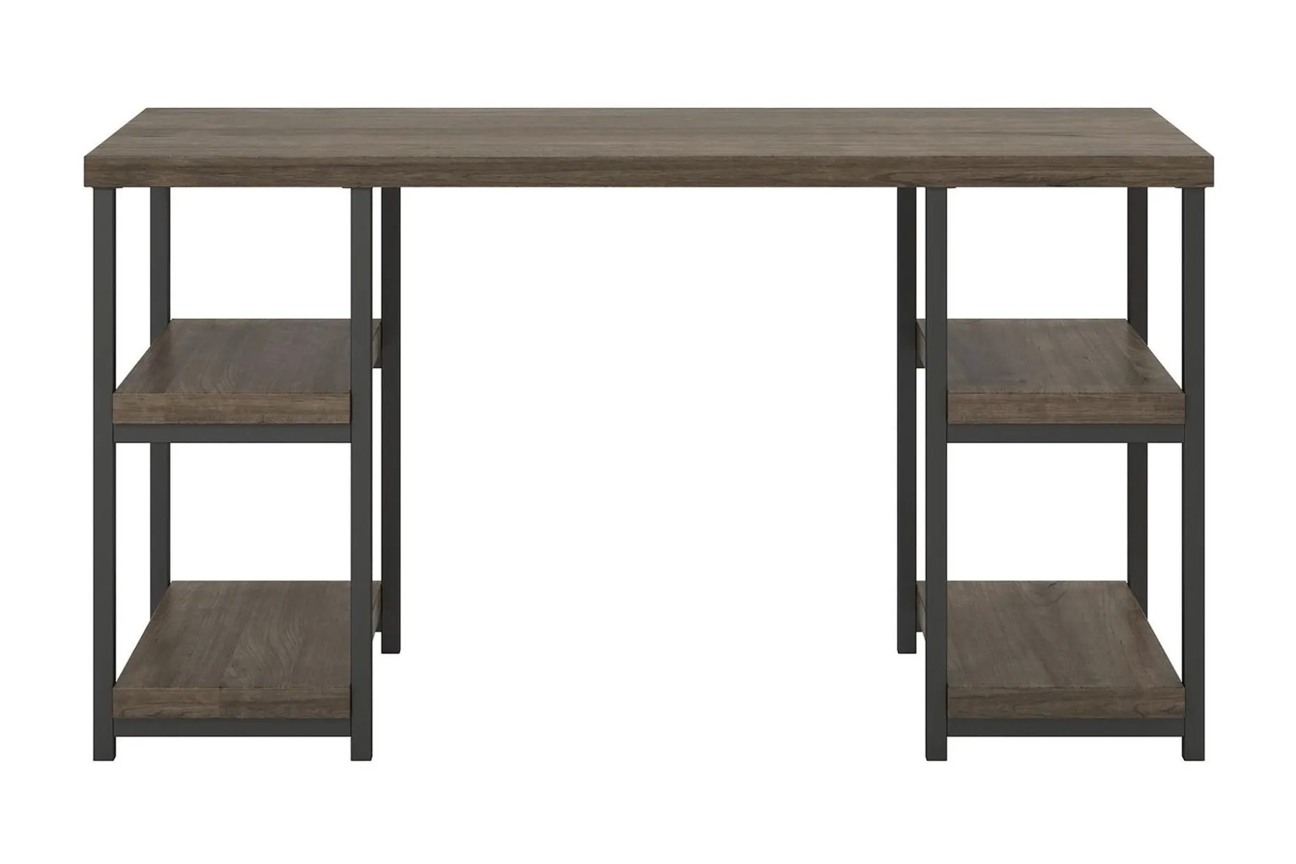 Ashlar Skrivbord 137 cm med Förvaring 4 Hyllor Brun/Svart