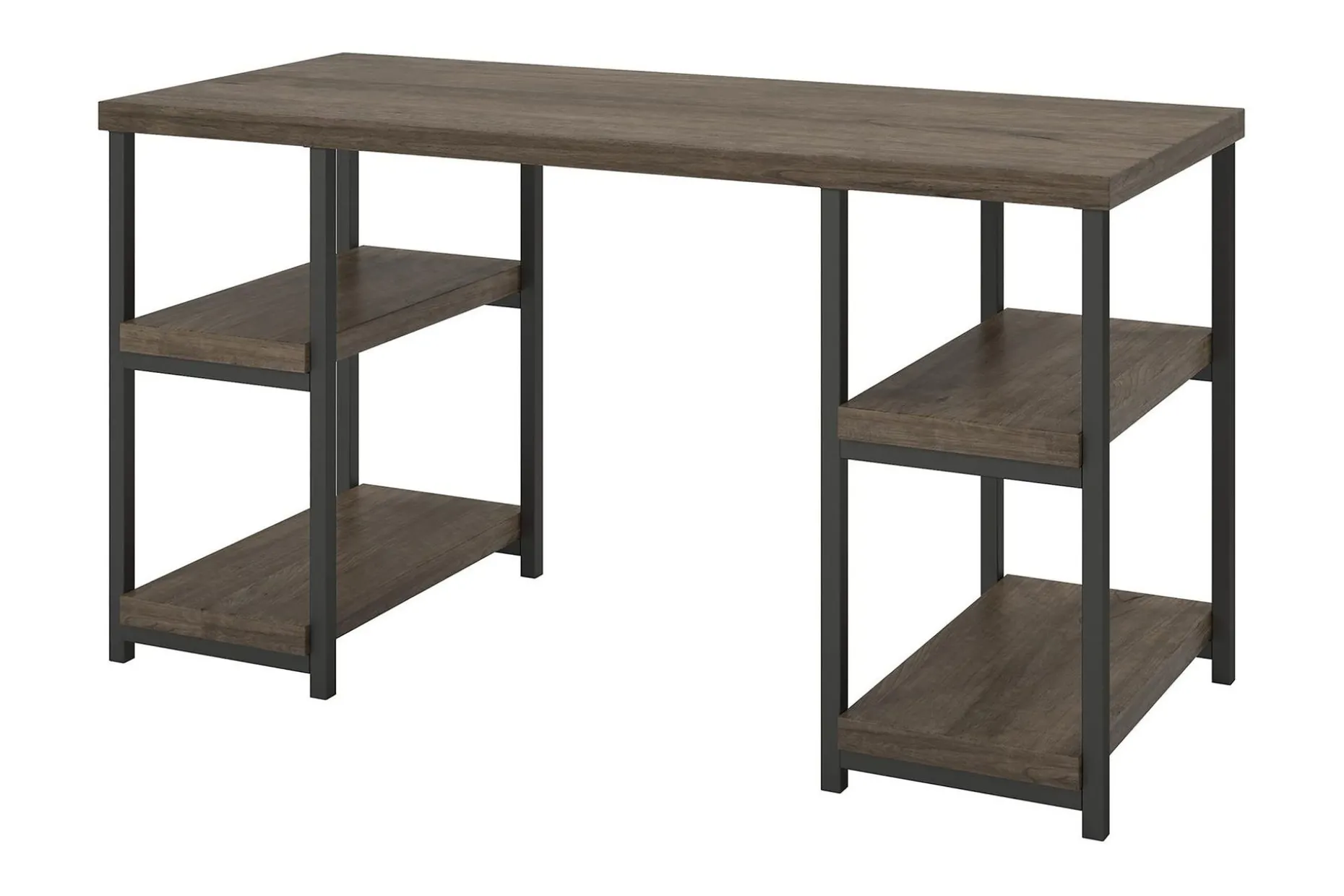 Ashlar Skrivbord 137 cm med Förvaring 4 Hyllor Brun/Svart