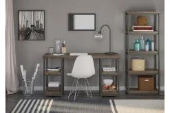 Ashlar Skrivbord 137 cm med Förvaring 4 Hyllor Brun/Svart