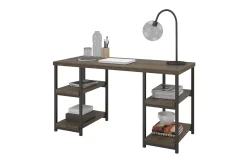 Ashlar Skrivbord 137 cm med Förvaring 4 Hyllor Brun/Svart
