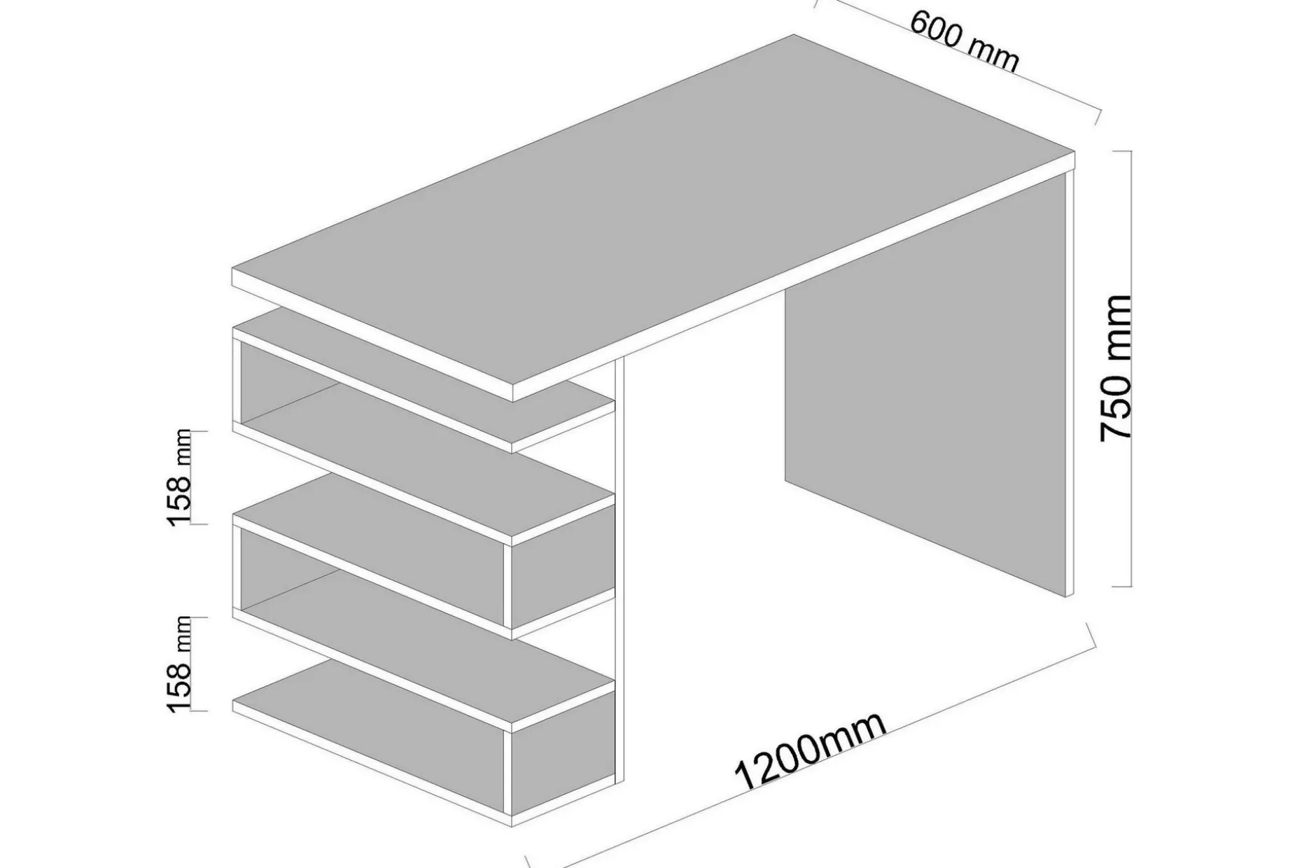 Asillane Skrivbord 120 cm med Sidoförvaring