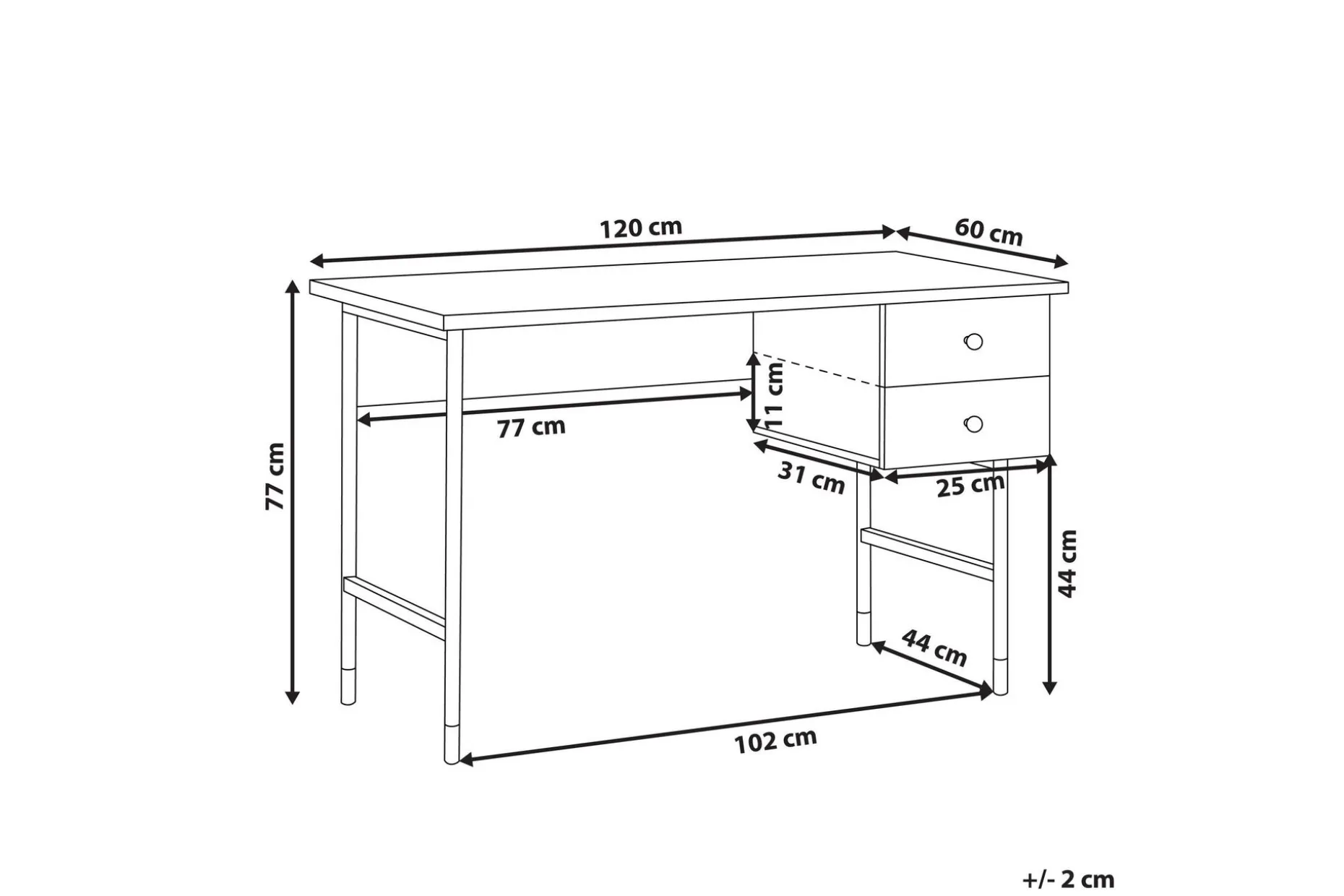 Assaria Skrivbord 120 cm med Förvaring 2 Lådor