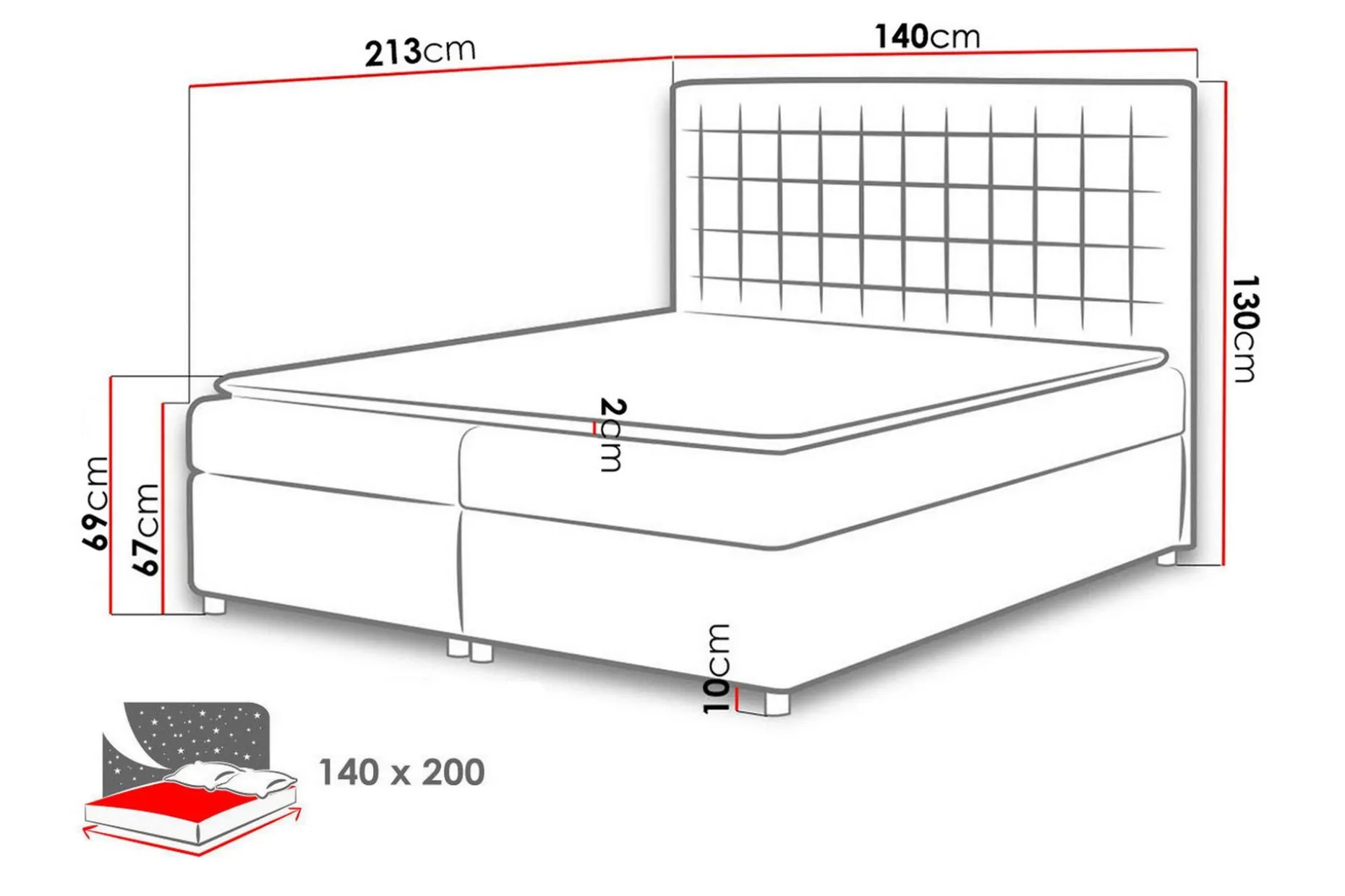 Asti Sängpaket Kontinentalsäng 140x200 cm