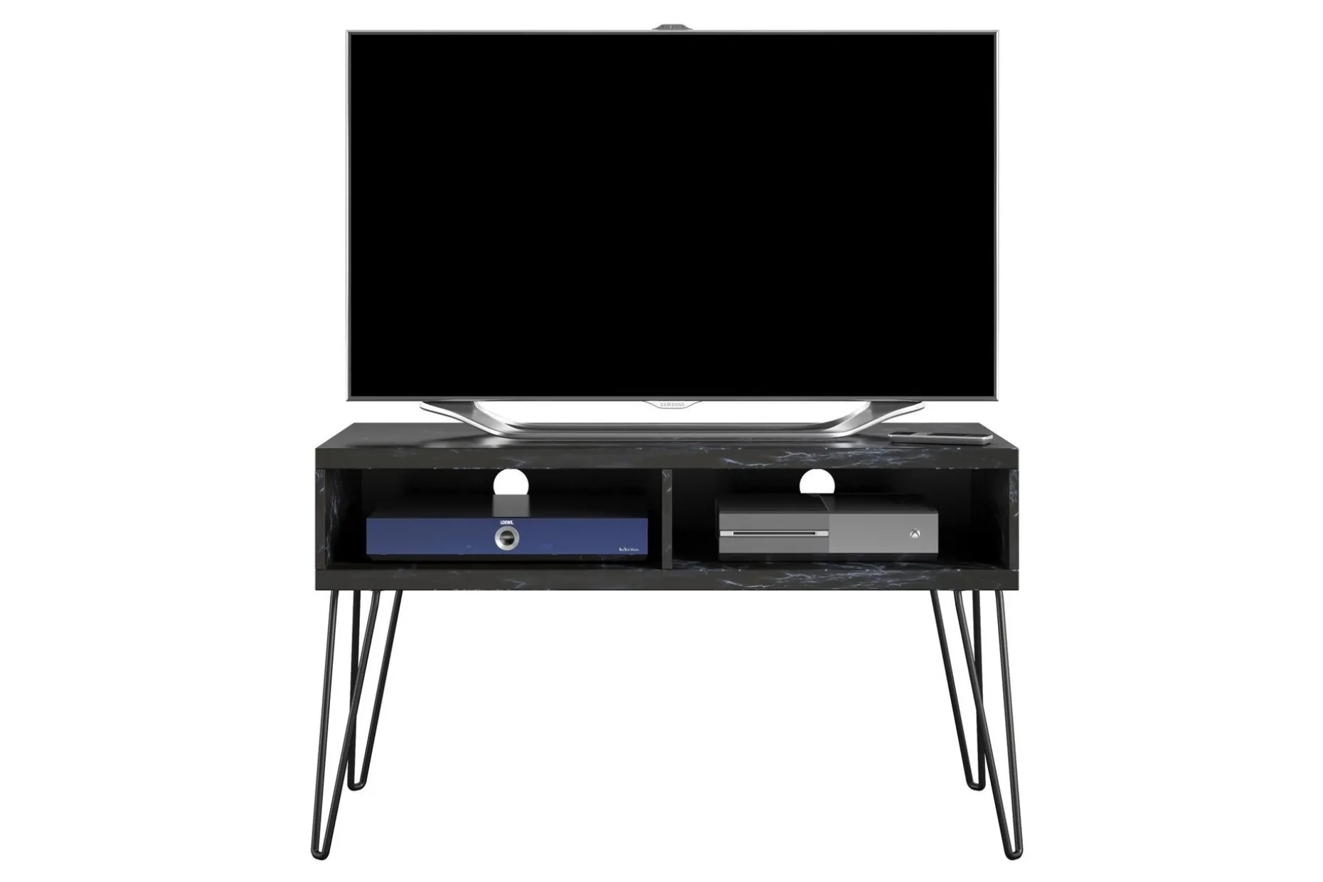 Athena Tv-bänk 107x50 cm Svart/Marmormönster