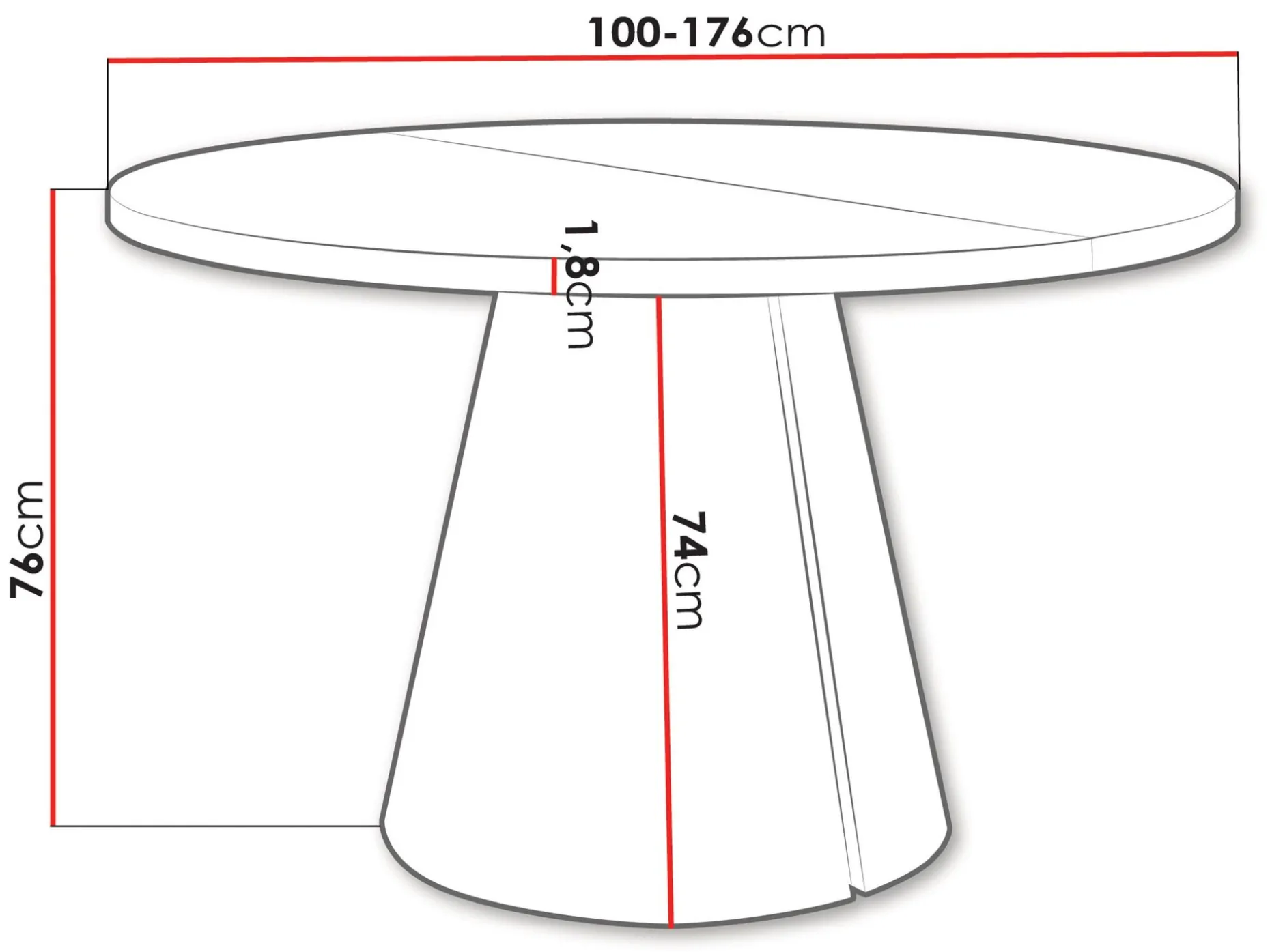 Aurion Matbord rund förlängningsbart 100-174 cm