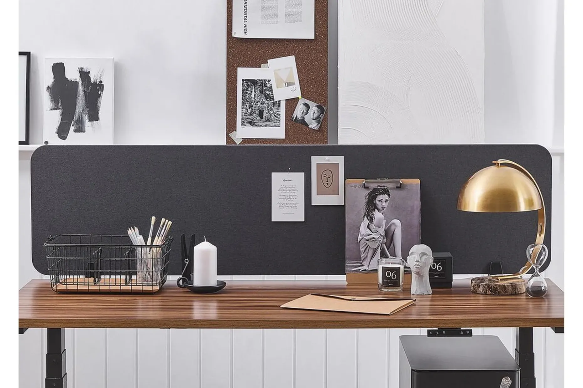 Avskärmning för skrivbord 160x40 cm grå WALLY
