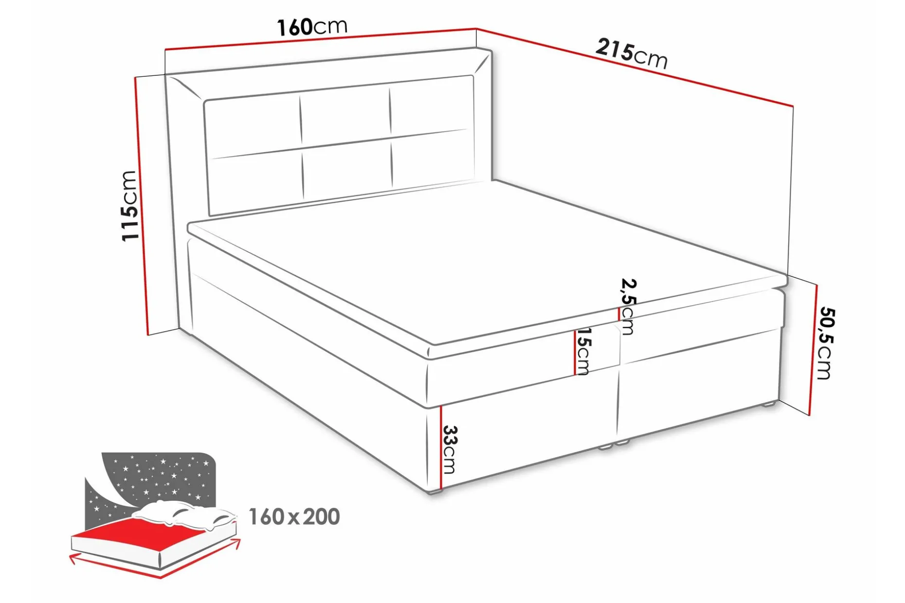 Axlunda Box Kontinentalsäng 160x215 cm