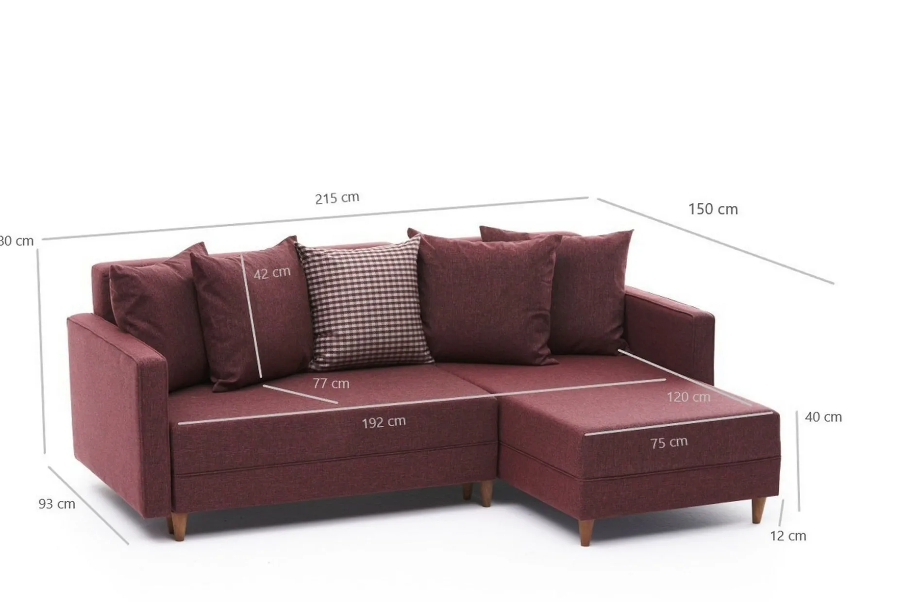 Aydama Bäddsoffa m. Divan 4-sits 192x135
