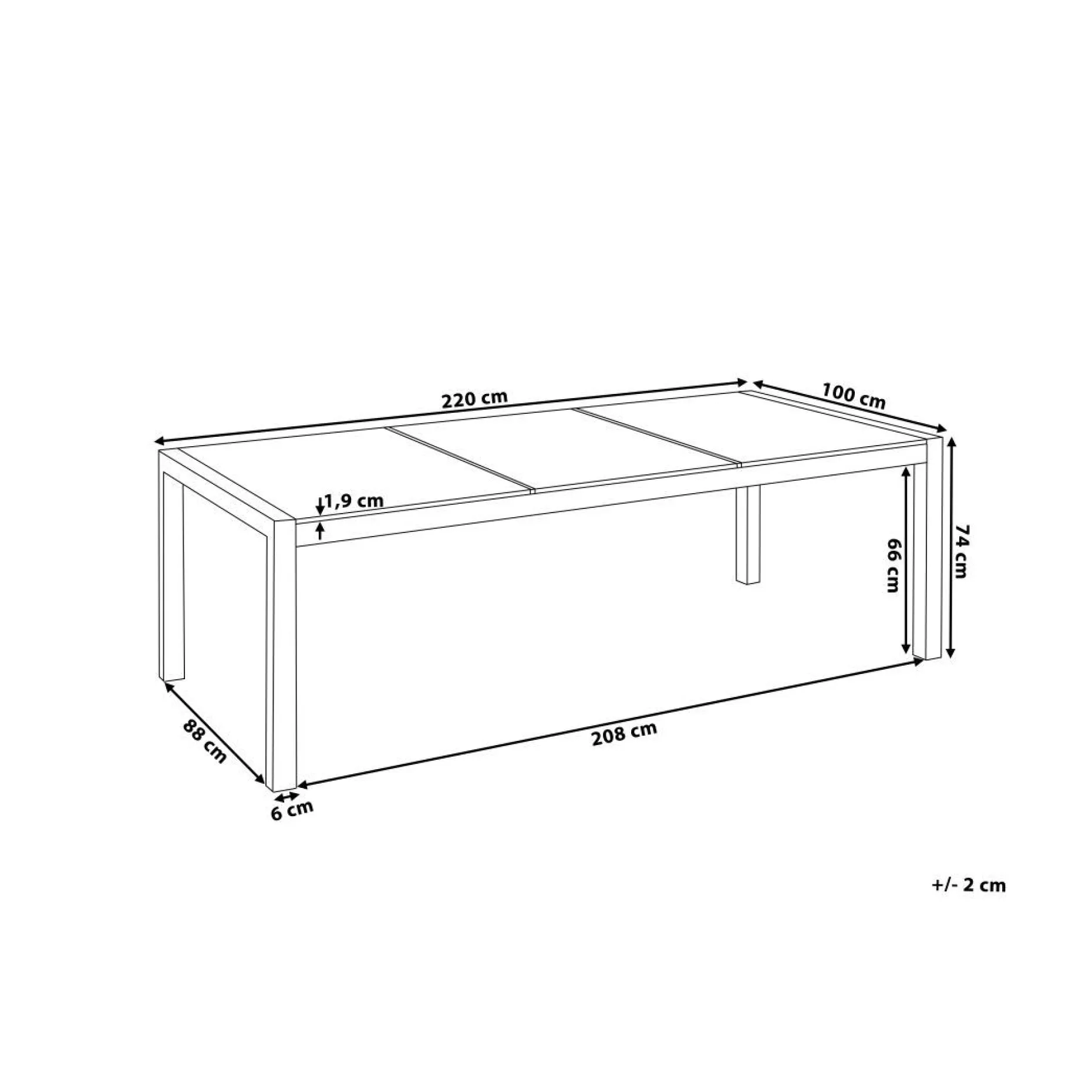 Bacoli Matgrupp Utomhus 220 cm + 8 Utestolar
