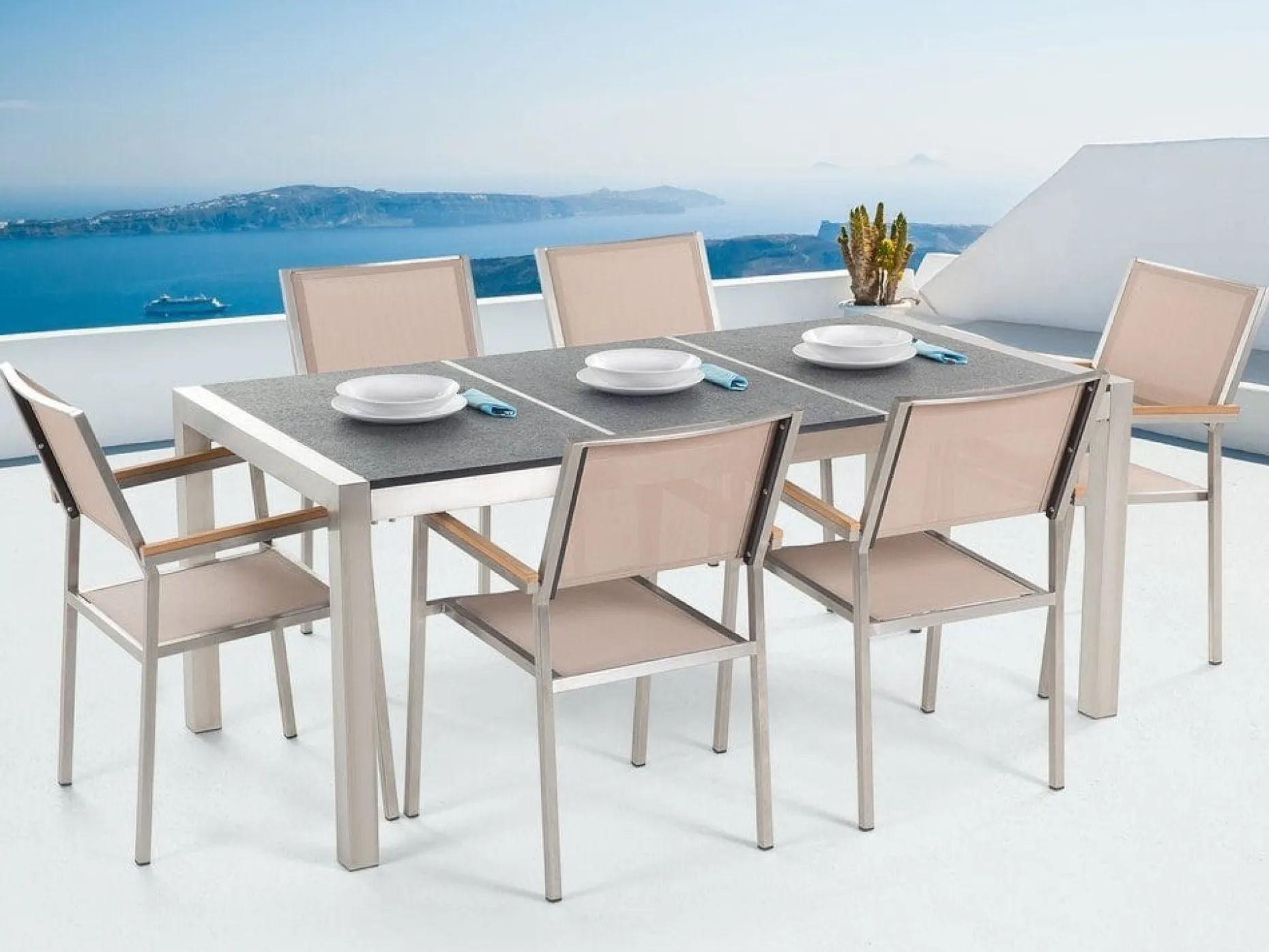 Bacoli Matgrupp Utomhus 180 cm + 6 Utestolar