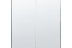 Badrumsskåp med spegel Navarra Svart, Silver, 60x14x60 cm