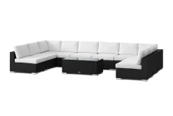 Bahamas U-formad utomhus loungegrupp med öppet avslut, 9-sits med bord