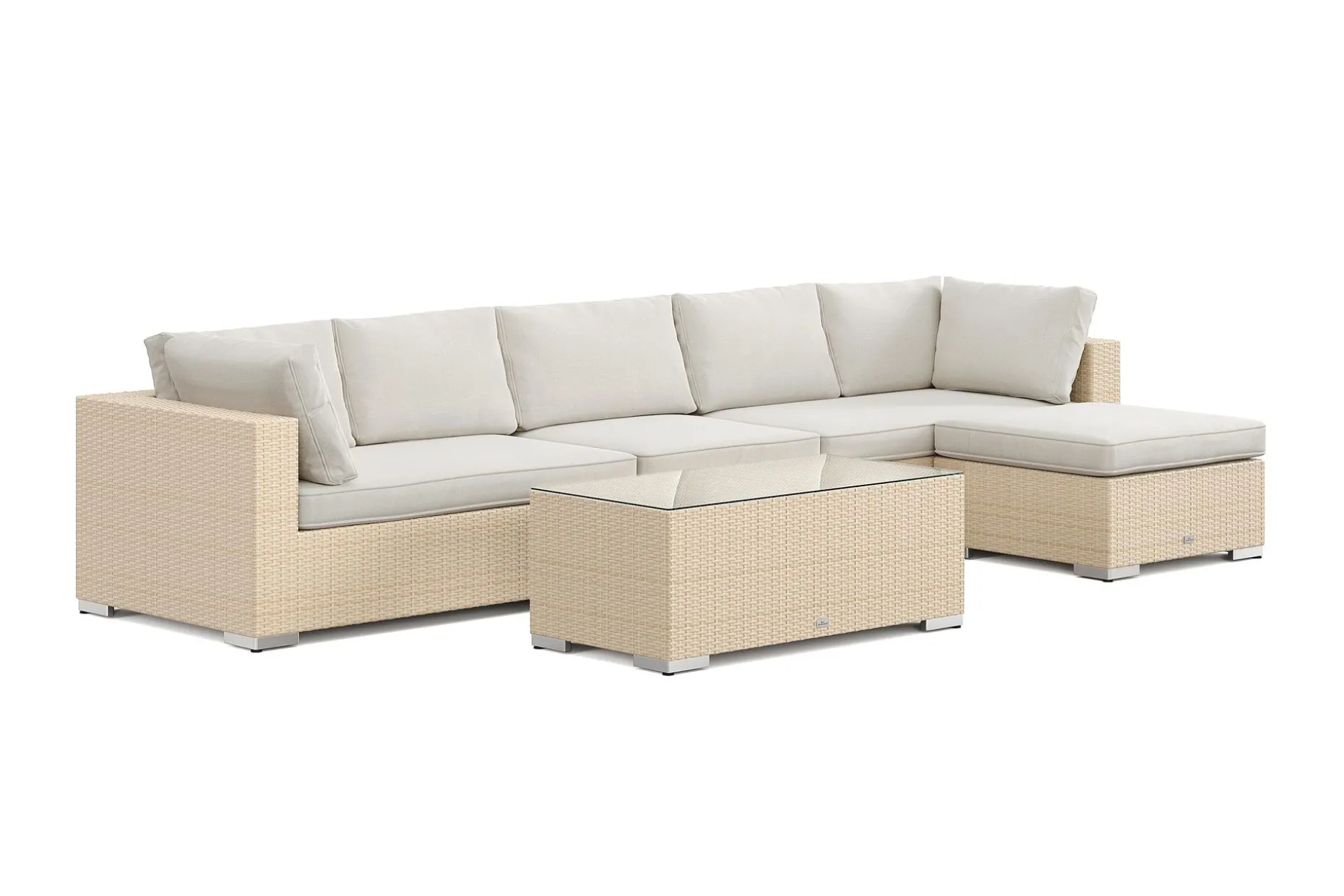 Bahamas utomhus divansoffa 6-sits med vändbar divan och bord