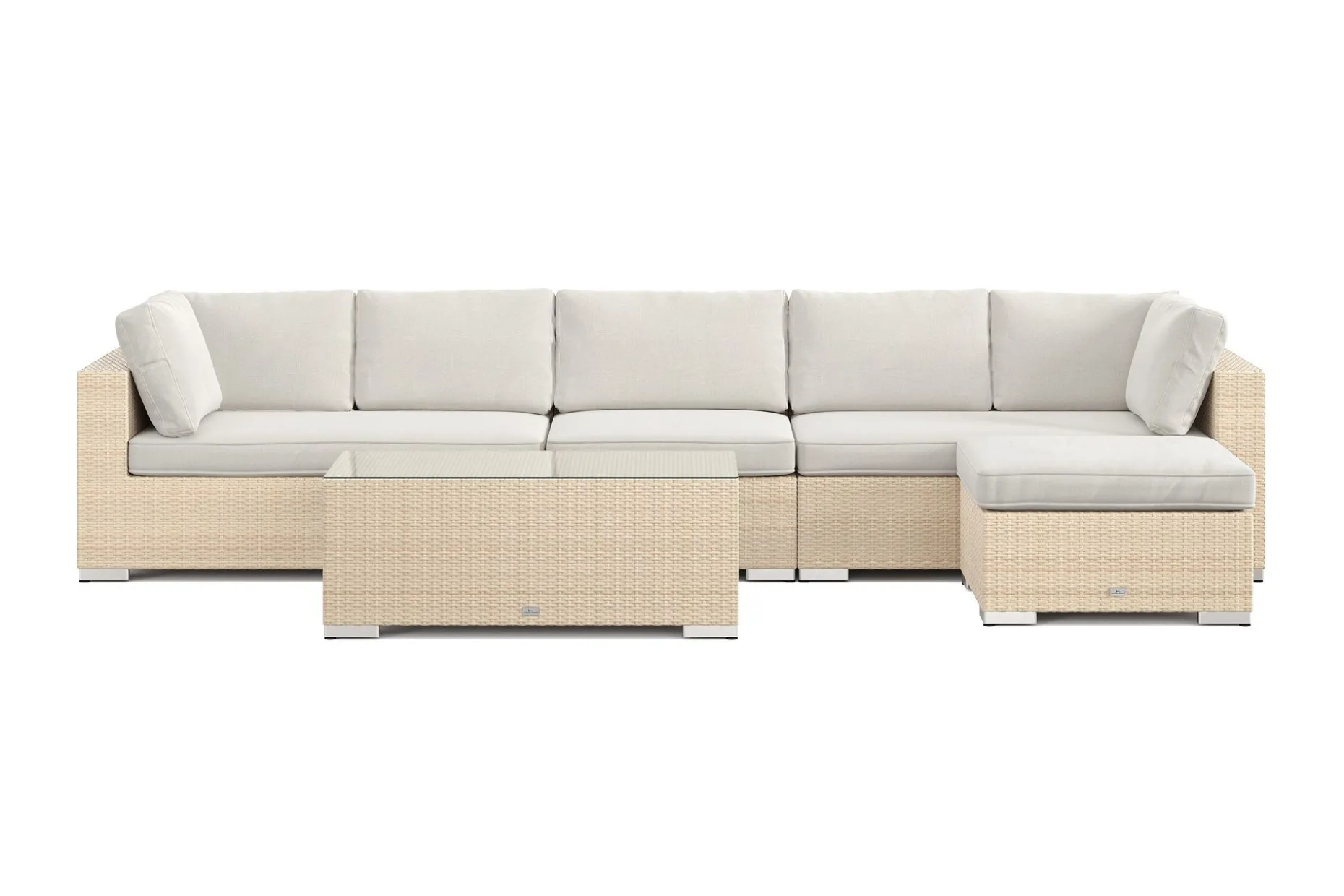 Bahamas utomhus divansoffa 6-sits med vändbar divan och bord