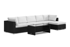 Bahamas utomhus divansoffa 6-sits med vändbar divan och bord med hylla