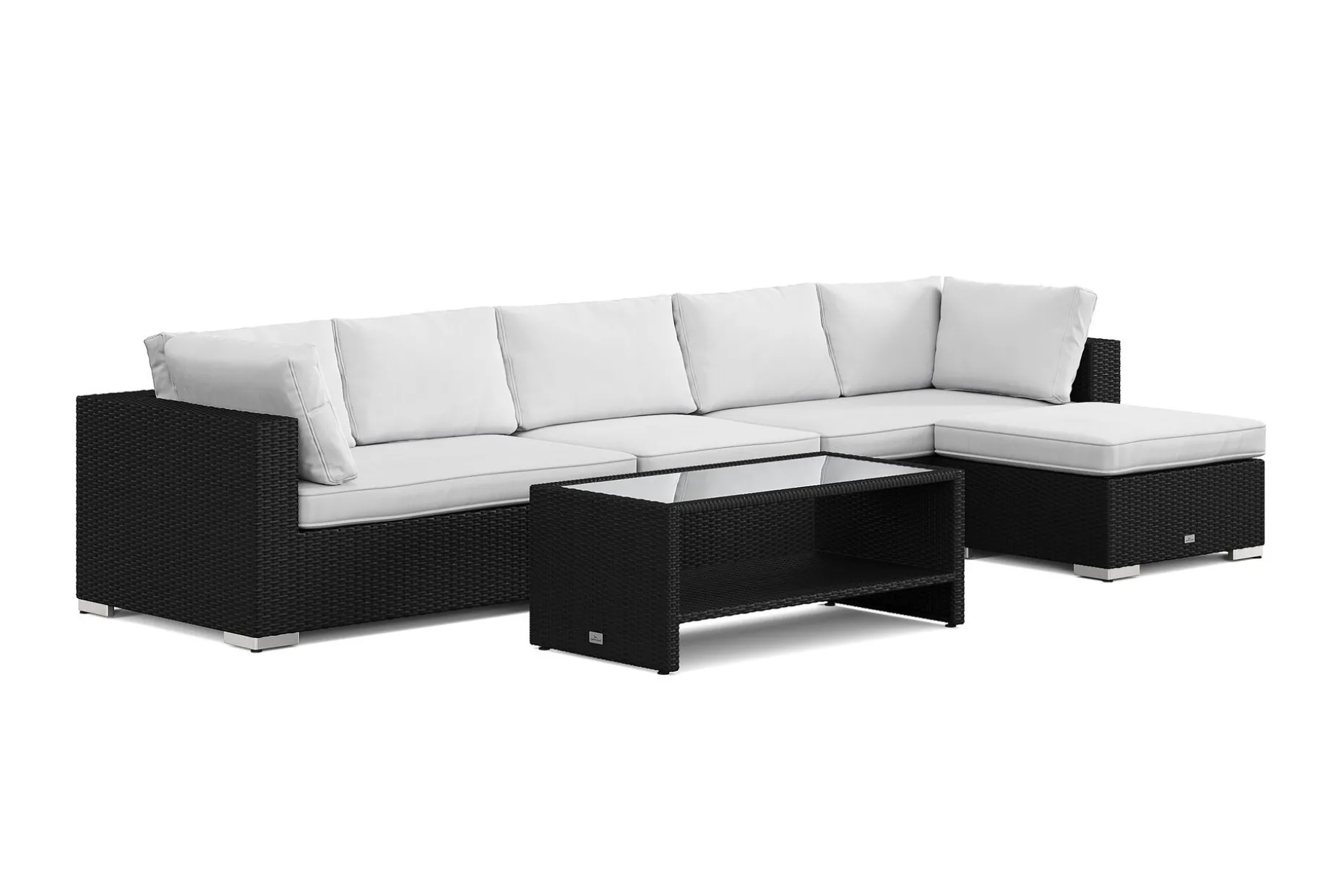 Bahamas utomhus divansoffa 6-sits med vändbar divan och bord med hylla