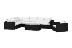 Bahamas utomhus L-soffa höger 8-sits med fåtölj och bord