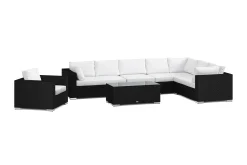 Bahamas utomhus L-soffa vänster 8-sits med fåtölj och bord