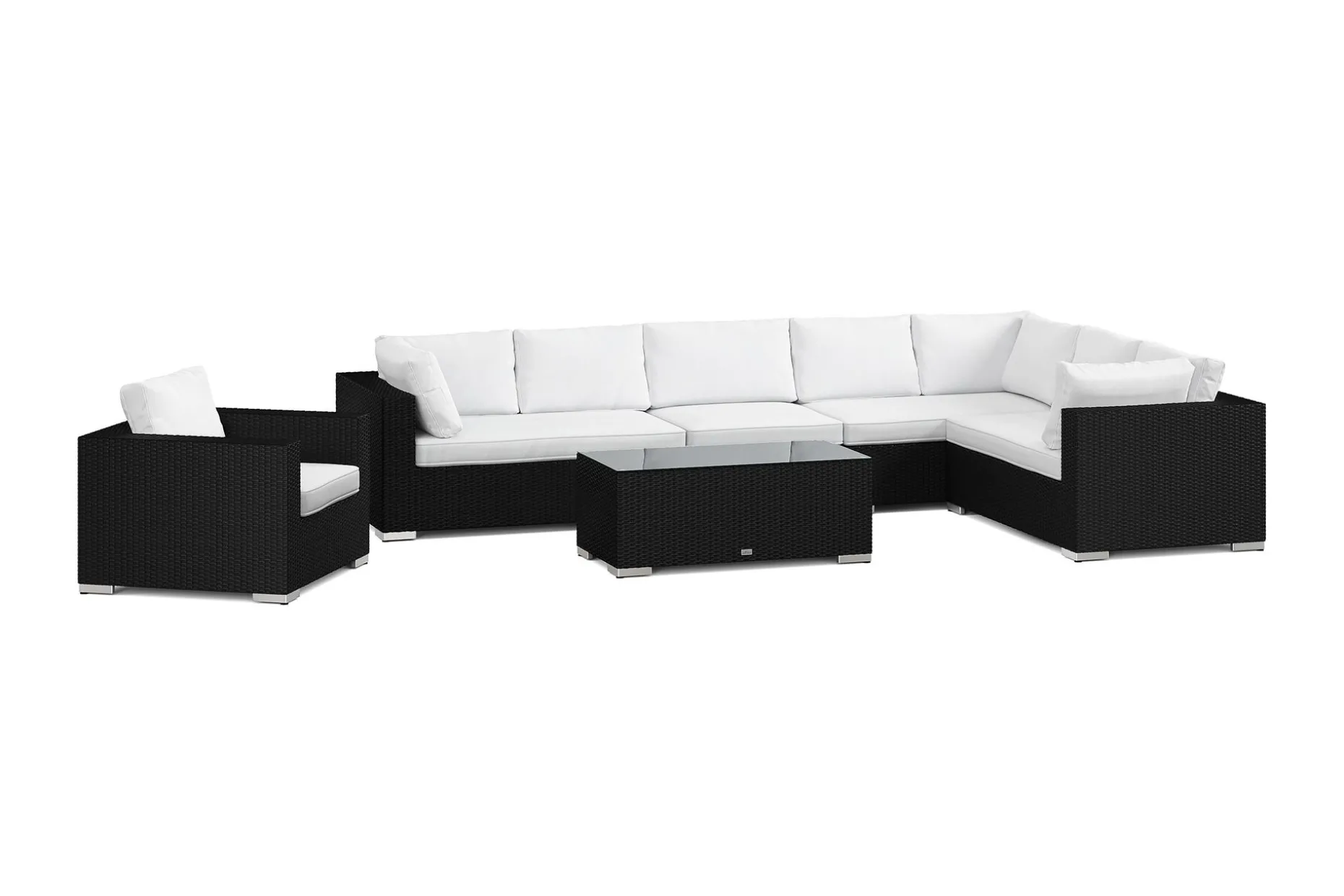 Bahamas utomhus L-soffa vänster 8-sits med fåtölj och bord