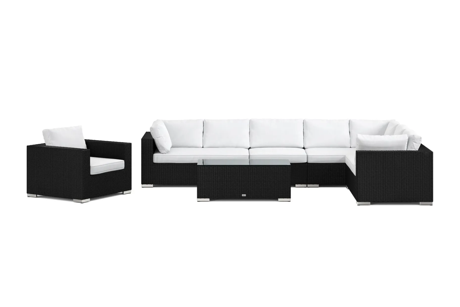 Bahamas utomhus L-soffa vänster 8-sits med fåtölj och bord