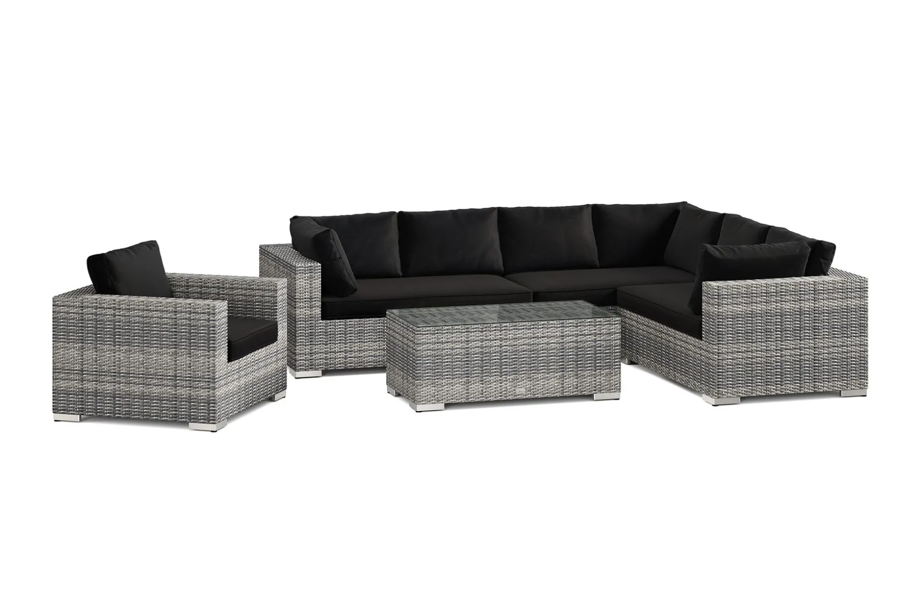 Bahamas utomhus L-soffa vänster 7-sits med fåtölj och bord