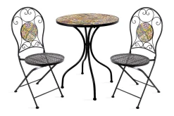 Balkongset Morocco Bord Och 2 Stolar Mosaik Black, Multicolor