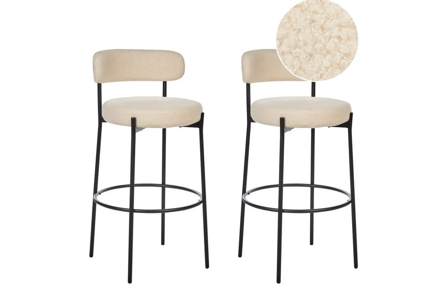 Barstol Allison set om 2 Beige-Svart