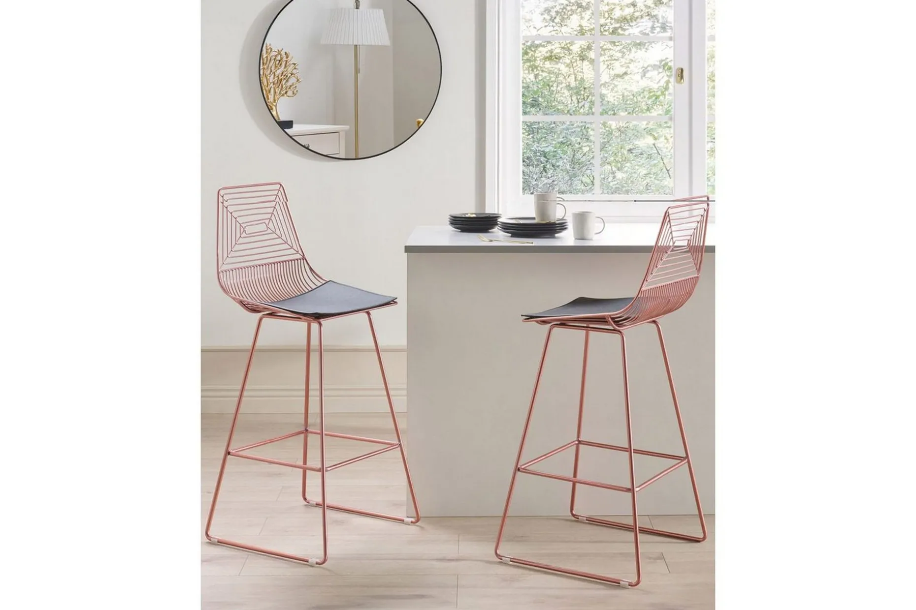 Barstol Bisbee set om 2 Rose Guld-Svart