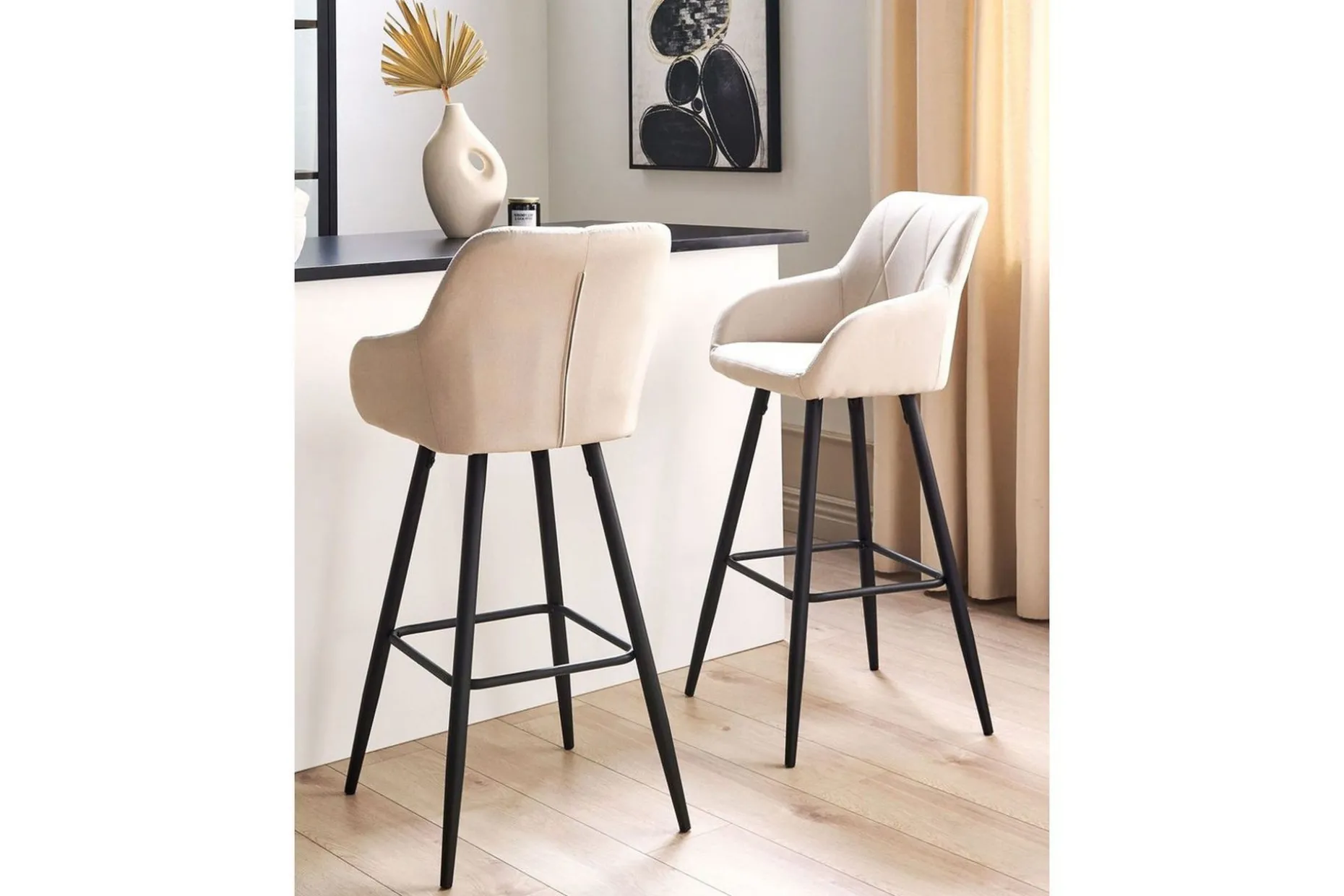 Barstol Darien set om 2 Ljusbeige-Svart