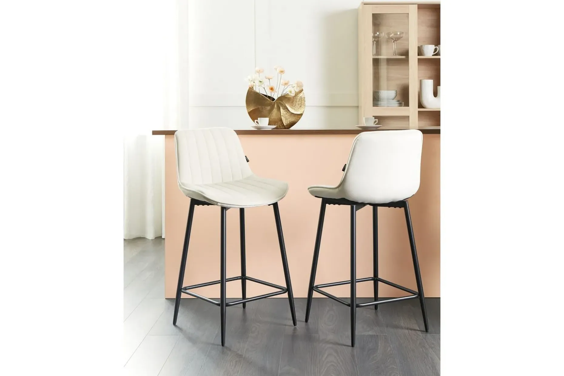 Barstol Dubrovnik set om 2 Beige-Svart