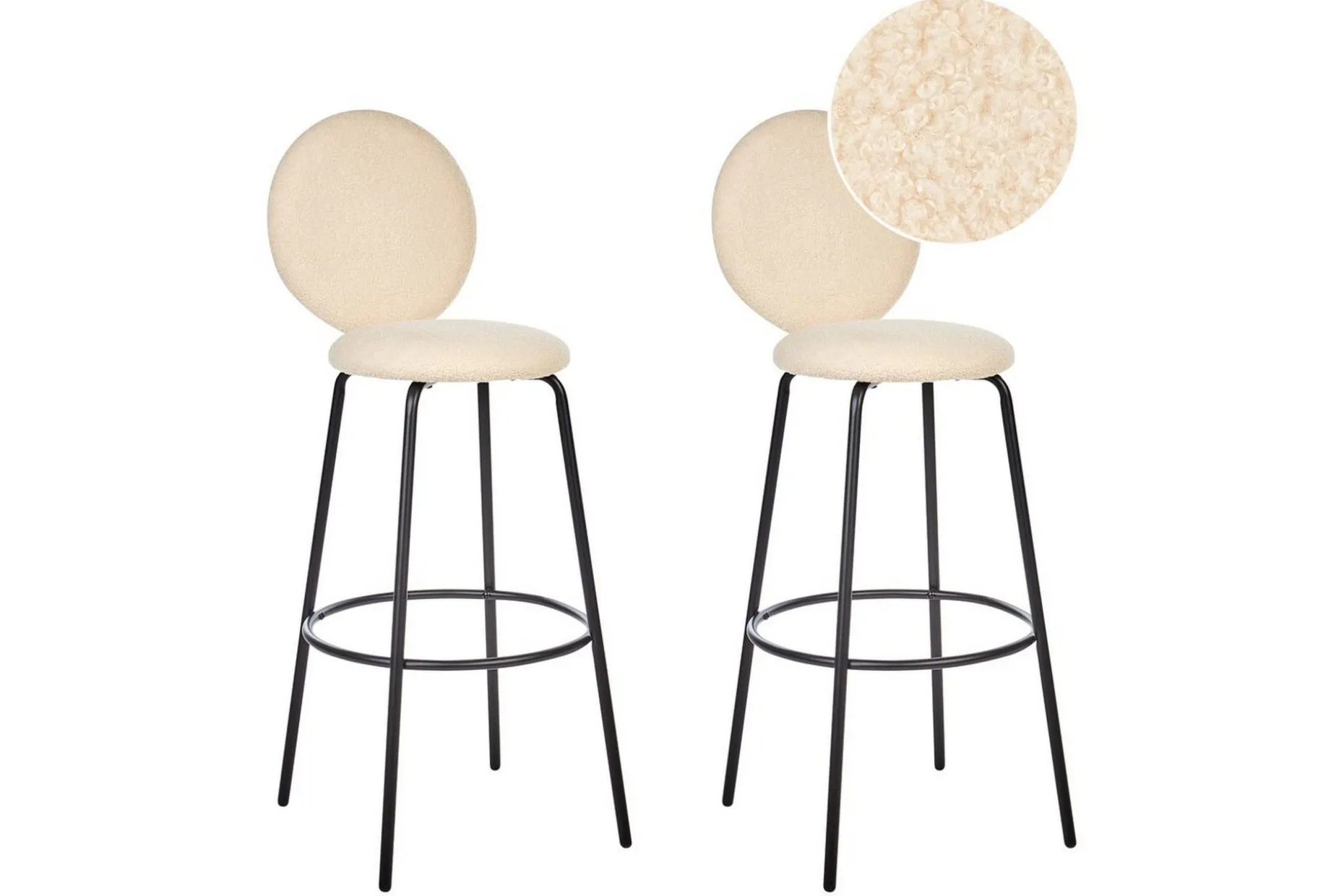 Barstol Emery set om 2 Beige-Svart