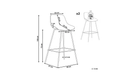 Barstol Emmet set om 2 Svart