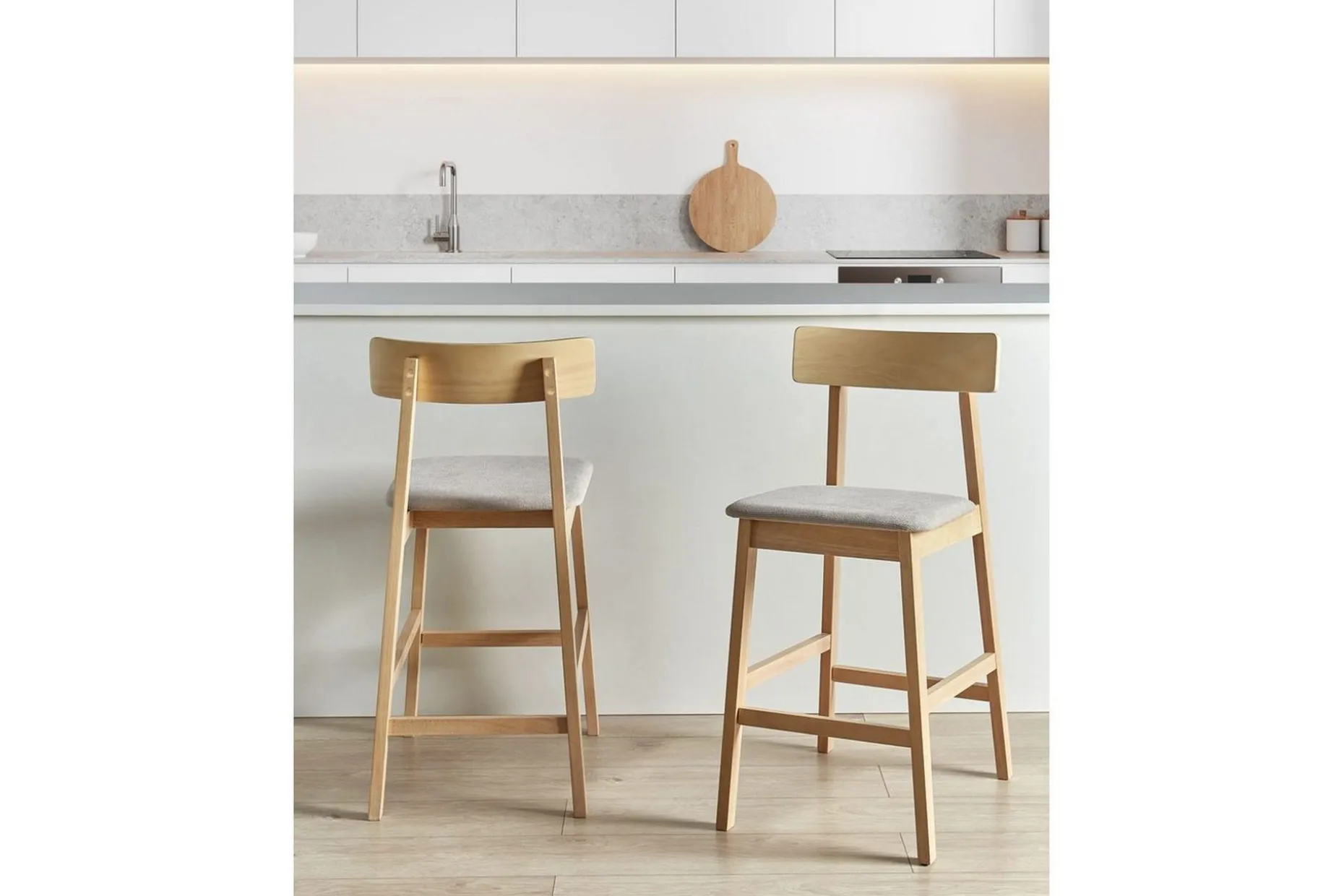Barstol Isanti set om 2 Ljus Trä-Beige