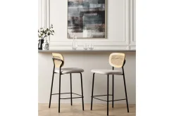 Barstol Mayetta set om 2 Natur-Beige-Svart