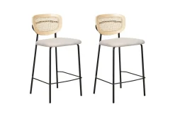Barstol Mayetta set om 2 Natur-Beige-Svart