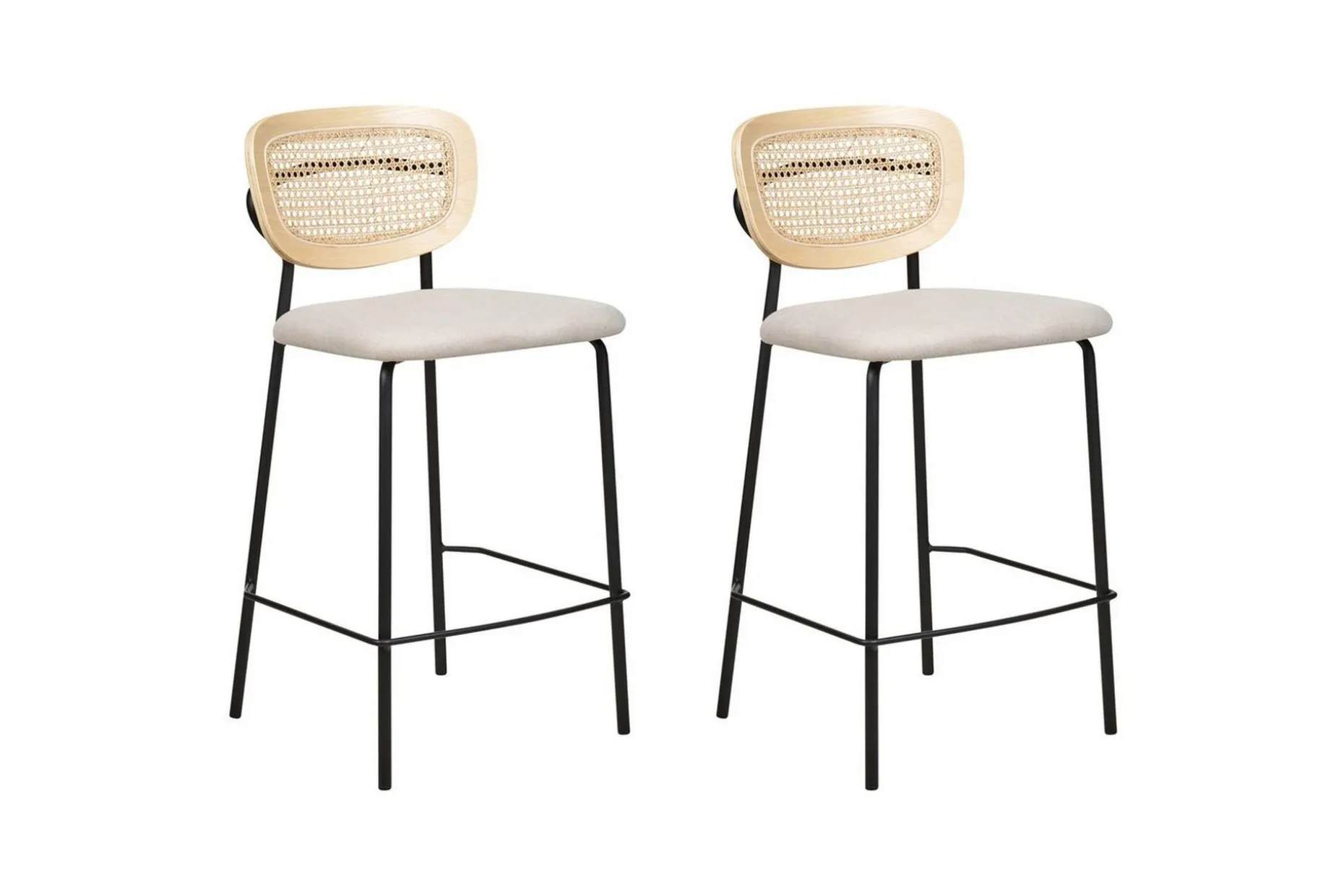 Barstol Mayetta set om 2 Natur-Beige-Svart