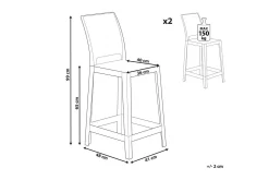 Barstol Wellington set om 2 Transparent