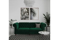 Bäddsoffa Felix 236x87x83 cm, Mörkgrön, Sammet