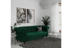 Bäddsoffa Felix 236x87x83 cm, Mörkgrön, Sammet