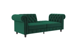 Bäddsoffa Felix 236x87x83 cm, Mörkgrön, Sammet