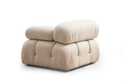 Belgin Bubblig Divansoffa 3-sits 288 cm med fasta armstöd och repdetaljer